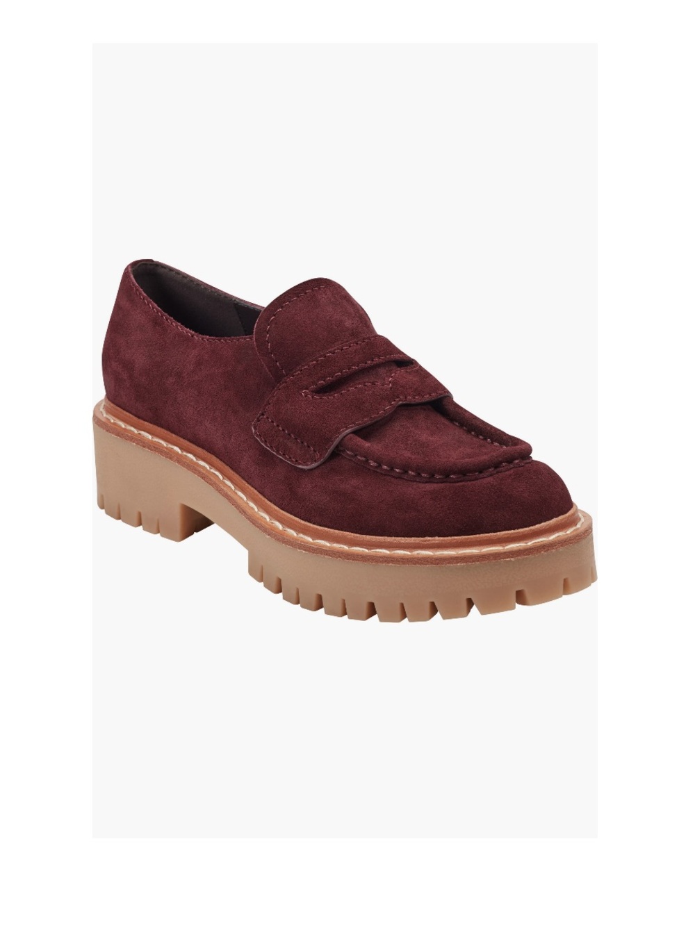 Marc Fisher LTD Norton Lug Sole Penny Loafers Dark Red Calf Hair Women’s 8 - Picture 2 of 14
